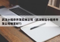 武汉小程序开发实体公司（武汉微信小程序开发公司哪家好?）